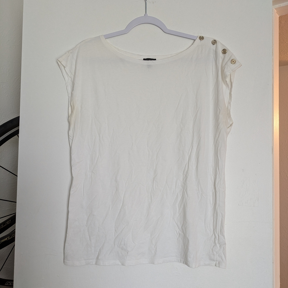 Talbot's White Button-Detail Women's Top